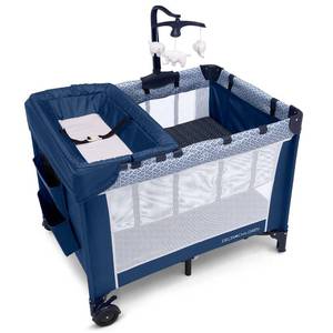 lot 10143 image: Delta Children LX Deluxe Portable Baby Play Yard with Removable Bassinet & Changing Table, Midnight
