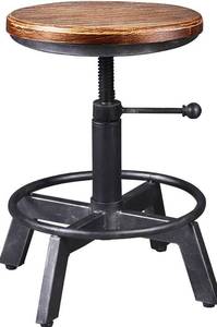 lot 10144 image: SWIVEL BAR STOOL INDUSTRIAL COF...GN HEIGHT ADJUSTABLE WOODEN SEAT
