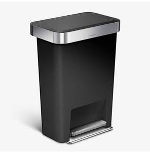 lot 10152 image: simplehuman 45 Liter  12 Gallon Rectangular Kitchen Step Trash Can with Soft-Close Lid, Black Plastic