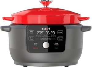 lot 10153 image: Instant Pot - Precision 5-in-1 Electric Dutch Oven - Cast Iron - Red
