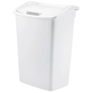 lot 10168 image: Rubbermaid FG280300WHT Dual-Action Wastebasket 45-Quart White