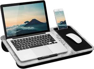lot 10225 image: LAP GEAR LAPTOP LAP DESK IN BLACK AND WHITE MARBLE