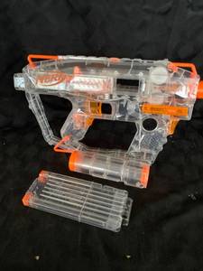 lot 10227 image: NERF EVADER CLEAR AND ORANGE GUN