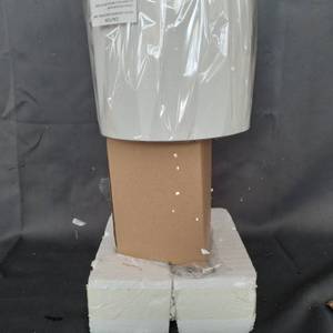 lot 10246 image: Simple Designs - Tapered Table Lamp with Fabric Drum Shade - Gold