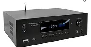 lot 3875 image: 1000W Bluetooth Home Theater Receiver - 5.2 Channel Surround Sound Stereo Amplifier System with 4K Ultra HD, 3D Video & Blu-Ray Video Pass-Through Supports, HDMIMP3USBAMFM Radio - Pyle, Black
