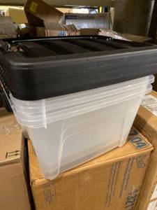 lot 31407 image: IRIS USA TB Clear Plastic Storage Bin Tote Organizing Container with Durable Lid and Secure Latching Buckles, 32 Qt, 3 Count