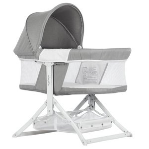 lot 31409 image: Dream On Me Insta Fold Bassinet, Cradle, Rocking bassinet, Innovative Folding Design, Perfect for IndoorOutdoor, Breathable Mesh Side, Oxford Carry Bag Included In Light Grey