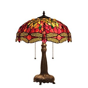 lot 31460 image: Empress Tiffany-Style 2 Light Dragonfly Table Lamp 16 Shade
