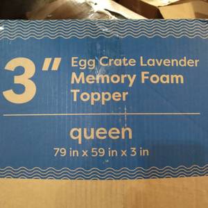 lot 31615 image: Memory Foam Mattress Topper 3-Inch Egg Crate Cooling Pad Home Bedroom Queen Size