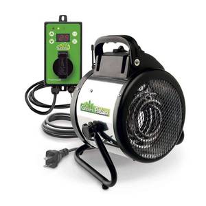 lot 31626 image: Palma 8 in. W x 12.5 in. D x 11 in. H Greenhouse Heater with Digital Thermostat, 120 sq. ft. Shed Accessories, Black