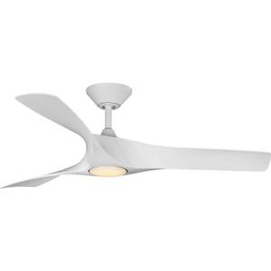 lot 31678 image: Progress Lighting Ryne 52 in. 3-Blade LED IndoorOutdoor White DC Motor Transitional DC Ceiling Fan