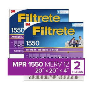 lot 31694 image: Filtrete 20x20x4, AC Furnace Air Filter, MPR 1550 DP, Healthy Living Ultra Allergen Deep Pleat, 2-Pack (exact dimensions 19.88 x 19.88 x 4.2) 20 x 20 x 4