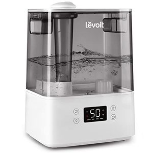 lot 31714 image: LEVOIT Humidifiers for Bedroom Large Room Home, Smart Wifi Alexa Control, 6L Top Fill Cool Mist for Baby and Plants, Ultrasonic, Essential Oil Diffuser, Customized Humidity, Night Light, Quiet, Gray