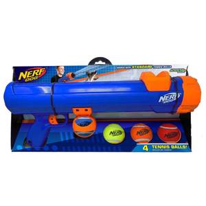 lot 31745 image: GIFT SET 20in Blaster & 4 Tennis Balls - BlueOrangeGray, and Blue, Green, Orange and Red