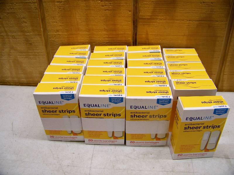 lot 547 image: 24 Boxes Equaline Antibacterial Sheer Strips Bandages