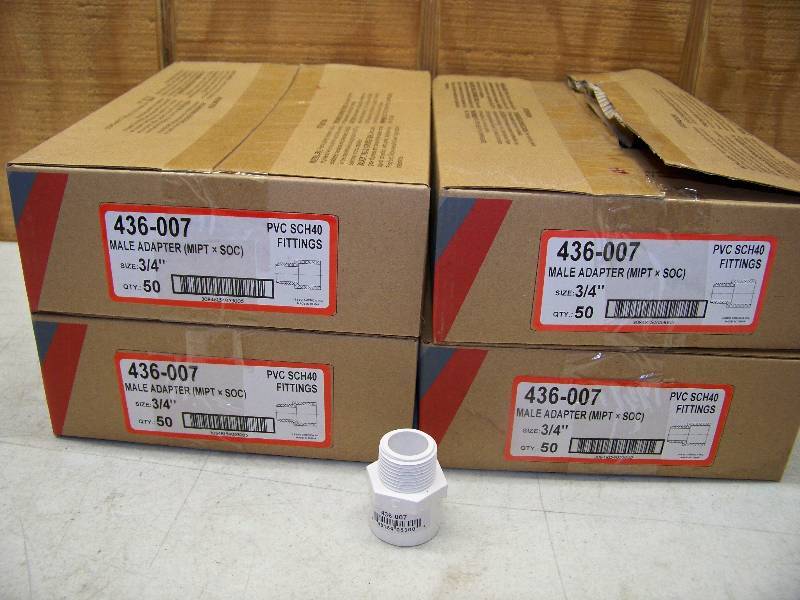 lot 599 image: 4 Boxes of 50 Male Adapter PVC Fittings