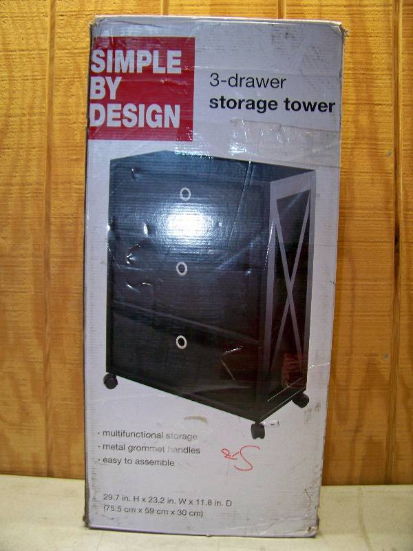 lot 630 image: Simply By Design 3-Drawer Storage Tower