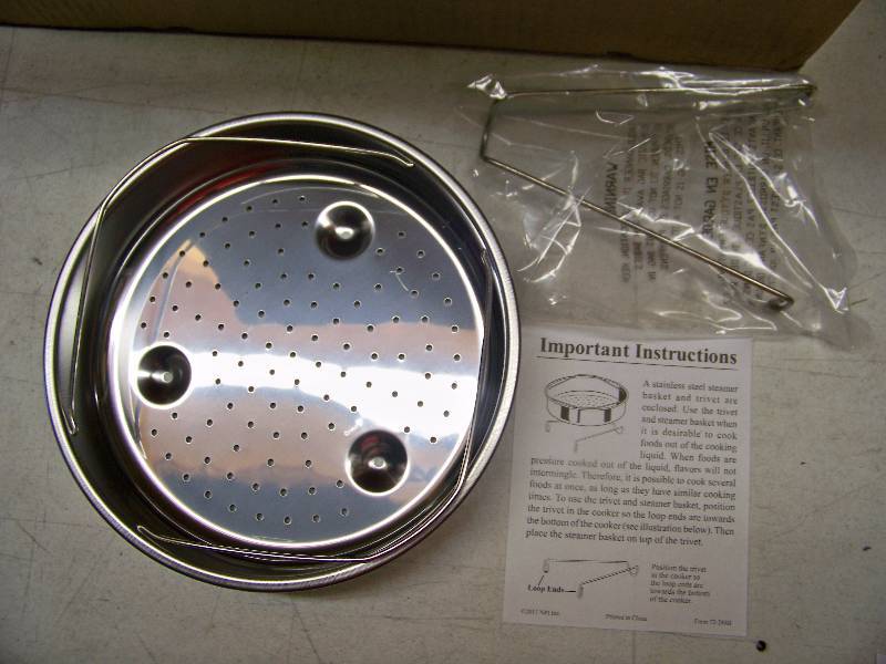 lot 674 image: 12 Presto Pressure Cooker Stainless Steel Basket with Trivet
