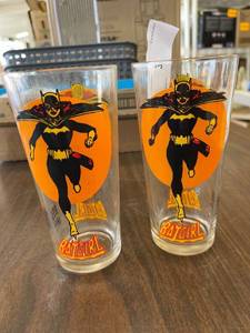 lot 3 image: Pair of vintage Batgirl 1976 Pepsi glasses