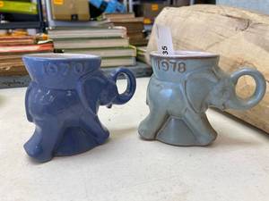 lot 35 image: Frankoma GOP blue elephant mugs