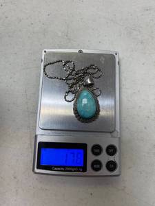 lot 41 image: J. Nelson Sterling pendant and necklace, turquoise