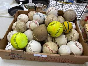 lot 78 image: Large quantity, softball and baseball lot