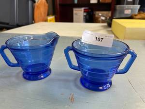 lot 107 image: Cobalt blue modern tone Sugar and cream