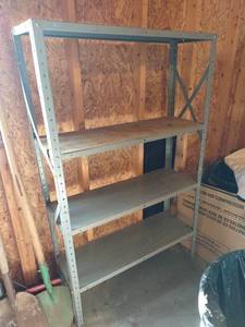 lot 1008 image: Gray metal shelving unit 59 x 36 x 12 in