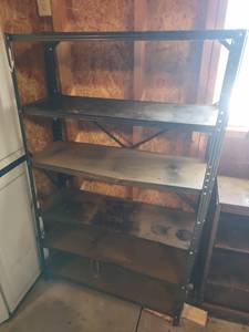 lot 1010 image: Black metal shelving unit 59 x 36 x 12 in