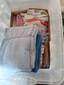 lot 2010 image: Tote with towels and wash cloths. Make for great rags