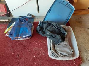 lot 2026 image: Tote with 2 duffle bags and several reusable bags