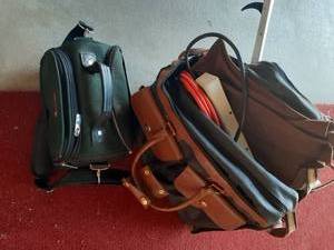lot 2027 image: Several travel bags with extension cord, grabbers and a surge protector