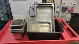 lot 2911 image: Assorted Hotel  Steam Pans, Food Storage Containers and More