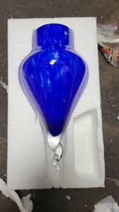 lot 2928 image: Royal Blue Glass Light Fixture Pendant W a Swirled Bottom&nbsp
