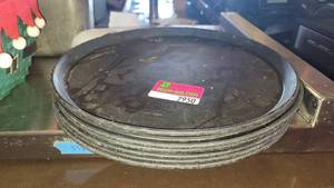 lot 2950 image: (7) Round Black Server Trays