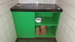 lot 2951 image: 40in Green Cabinetry W a Stone Top&nbsp