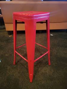 lot 15652 image: Fire Engine Red Metal Modern Design Barstool