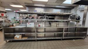 lot 33333 image: 15ft Stainless Steel Prep Station W a San Jamar Food Warmer