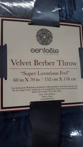 lot 11538 image: velvet berber throw blue gray