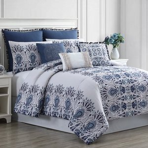 lot 16736 image: Pacific Coast Textiles 8 Piece Embellished Reversible Comforter Set, Karina, King