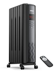 lot 16743 image: Dreo Radiator Heater, 2021 Upgrade 1500W Electric Portable Space Oil Filled Heater with Remote Control, 4 Modes, Overheat & Tip-Over Protection, 24h Timer, Digital Thermostat, Quiet, Indoor