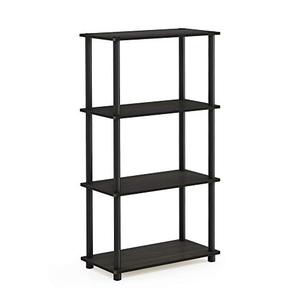 lot 16747 image: Furinno (99557EXBK) Turn-N-Tube 4-Tier Multipurpose Shelf Display Rack - EspressoBlack