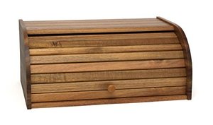 lot 16758 image: Lipper International Acacia Wood Rolltop Bread Box, 16 x 10-34 x 7