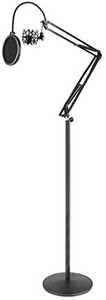 lot 19524 image: Pyle Microphone Boom Suspension Stand - Scissor Spring Arm Floor Mic Stand with Shock Mount & Pop Filter (PMKSH28),Black