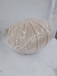 lot 38169 image: Tan Woven Pouf, Zipper Cover