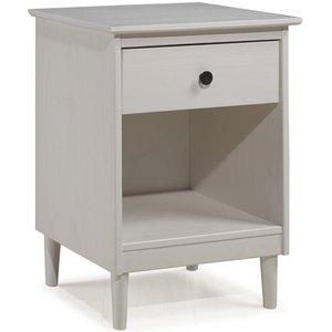 lot 38181 image: Walker Edison 1 Drawer Solid Wood Nightstand in White