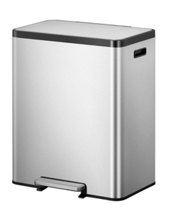 lot 39991 image: Eko Eco-Casa Ii Brushed Stainless Steel 24L  36L Recycle Step Trash Can