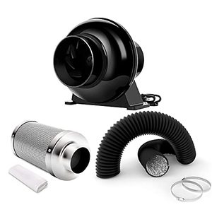 lot 49895 image: iPower 4 Inch 195 CFM Inline Fan Circulation Vent Blower, Air Carbon Filter and 8 Feet Flexible Ducting for Grow Tent Ventilation, Exhaust, 4 Fan & Filter, HVAC Heating Cooling