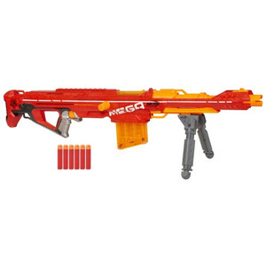 lot 2578 image: Nerf A3700 Centurion Mega Toy Blaster with Folding Bipod, 6-Dart Clip & Bolt Action for Kids, Teens, & Adults, Gray