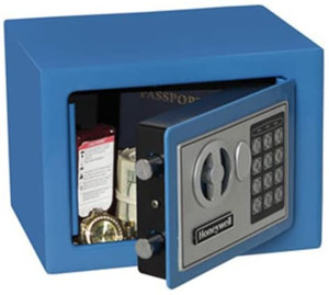 lot 2580 image: Honeywell - 5005B Steel Security Safe with Digital Lock, 0.17-Cubic Feet, Blue